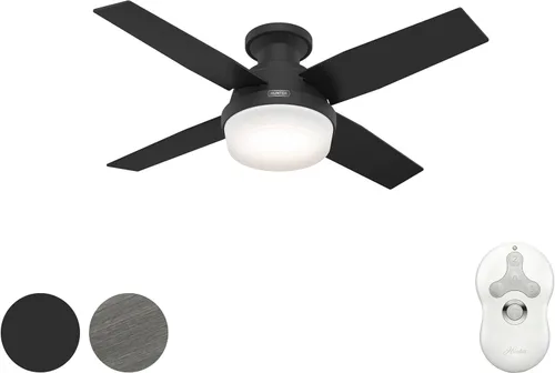 Vista 11 de Hunter Ventilador de techo interior blanco fresco de 44 pulgadas con luz y control remoto, 4 aspas para dormitorio, sala de estar, oficina, sótano