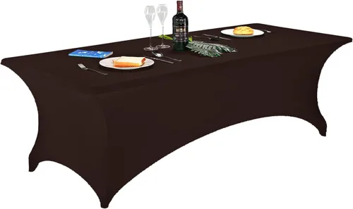 Vista 75 de LZY Cubierta de Mesa Elástica Ajustable de Spandex para Mesa Plegable de 6 pies, 4 pies o 8 pies, Mantel de Cóctel Rectangular, Perfecto para Champn