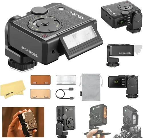 Vista 11 de Godox Lux Junior Retro Cámara Flash para Canon Sony Nikon Fujifilm Olympus Flash Speedlight Speedlite, GN12 6000K ± 200K CCT, flash automático