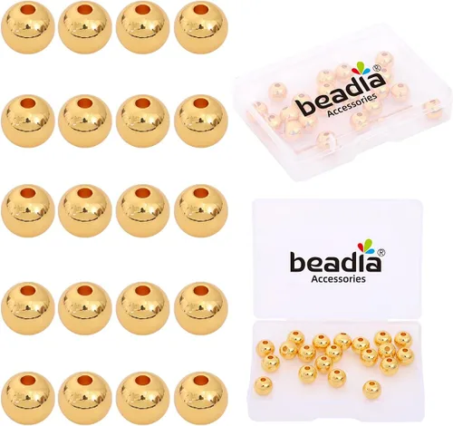 Vista 30 de BEADIA - Cuentas espaciadoras redondas bañadas en oro de 14 quilates, 2 mm, 600 piezas para hacer joyas sin decoloración