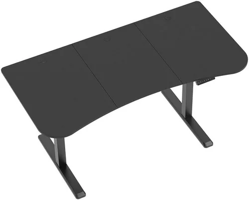 Vista 3 de Monoprice Workstream Collection - Mesa de escritorio de 3 piezas preperforada de 63 pulgadas de ancho, color negro, tamaño personalizado