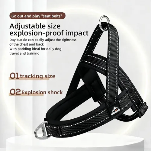 Vista 5 de Arnés para perro sin escape, chaleco ajustable para perros pequeños a grandes Arnés acolchado resistente con diseño triangular y hebillas de fácil