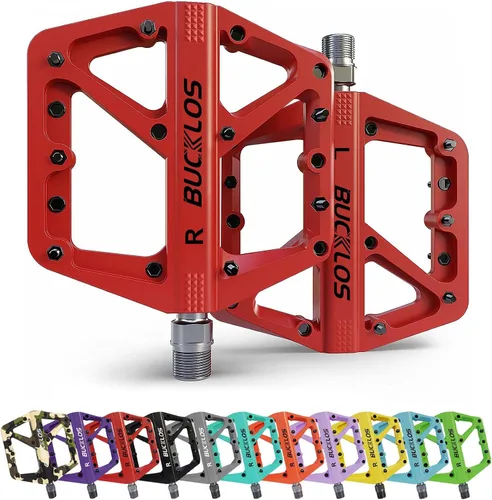 Vista 12 de BUCKLOS Pedales de Bicicleta de Montaña MTB Pedales Planos, Bicicleta de Carretera para Adultos Plataforma Grande Pedal Antideslizante de Nylon