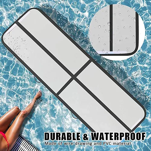Vista 3 de Colchoneta inflable de 13 pies para gimnasia con bomba eléctrica para uso doméstico, yoga, entrenamiento, gimnasio, agua