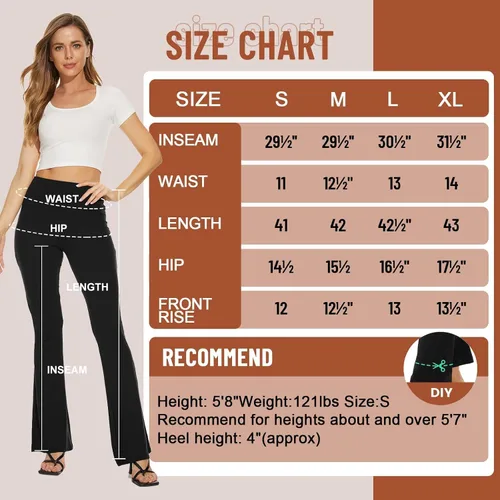 Vista 119 de TNNZEET Leggings acampanados negros para mujer, pantalones de yoga cruzados con bolsillos, corte de bota, leggings acampanados