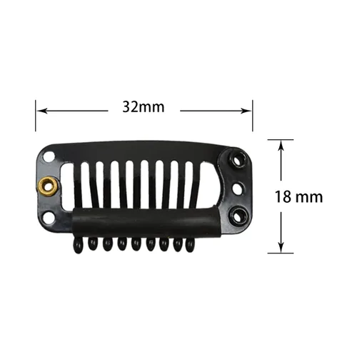 Vista 2 de 50 pinzas para extensiones de cabello de 1.260 in, 9 dientes para extensiones de cabello y extensiones de cabello (negro)