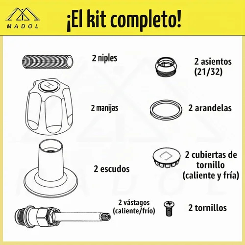 Vista 4 de Kit de reconstrucción para bañera y ducha compatible con Price Pfister – Ver dimensionamiento para el ajuste correcto- Juego
