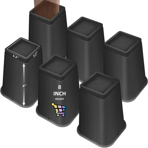 Vista 8 de Elevadores de cama ajustables de 8 pulgadas, soportes de elevación antideslizantes resistentes para camas, sofás, diseño cuadrado duradero
