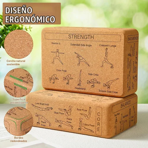 Vista 7 de Halloscume - Paquete de 2 bloques de corcho para yoga para apoyo