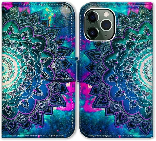 Vista 21 de Bcov Funda para iPhone 11 Pro Max, diseño de pájaro negro y verde con tapa de cuero con ranura para tarjeta de crédito, soporte para tarjeta