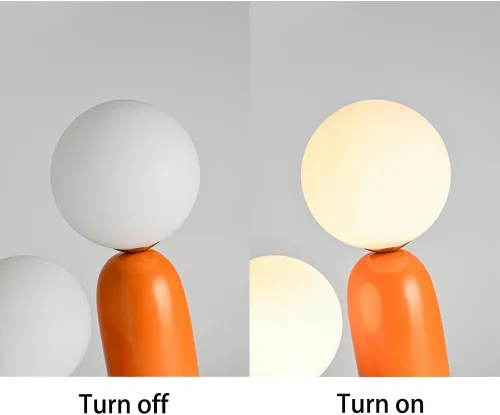 Vista 9 de Lámpara de mesa moderna naranja en forma de cactus con 2 luces, lámpara de seta, esfera de leche blanca de vidrio, lámparas de mesa bonitas