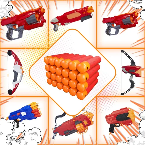 Vista 5 de EKIND Dardos de espuma de 3.7 in compatibles con Nerf Elite Mega Series 36-Dart Refill Pack (rojo)