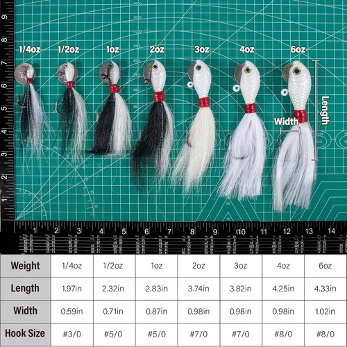 Vista 2 de Dr.Fish Paquete de 3 señuelos de cola de cubo para el cabello, señuelos de agua salada y dulce para pesca de surf, pesca, blanco, rojo, Chartreuse