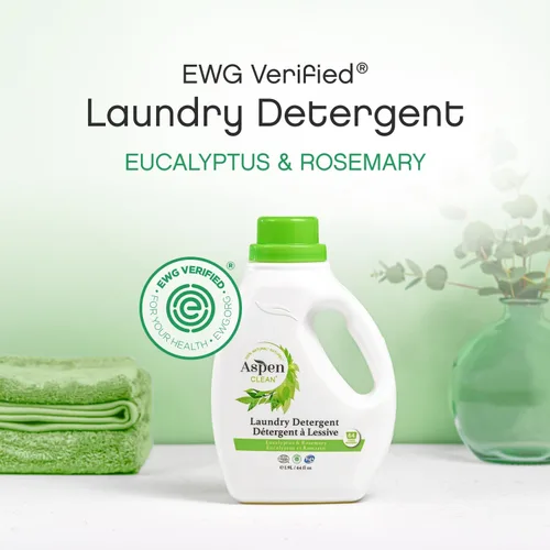 Vista 2 de AspenClean Detergente líquido HE para ropa Eucalipto y romero No tóxico 100% natural Verificado por EWG Seguro para bebés, mascotas