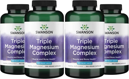 Vista 10 de Swanson Complejo Triple de Magnesio - Suplemento de Magnesio para el Cerebro, Energía, Huesos, Estrés, Músculos y Apoyo del Sueño* - Contiene