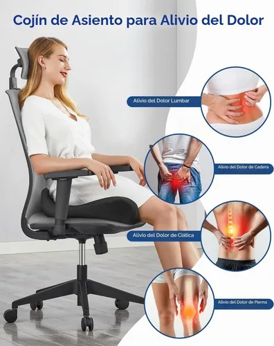 Vista 2 de Cojín de asiento para silla de oficina - Cojín de espuma viscoelástica para Negro