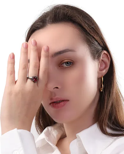 Vista 2 de Anillos de compromiso para mujer, anillos de compromiso AAA+ con circonita cúbica para ella, anillo de aniversario de boda, regalo romántico