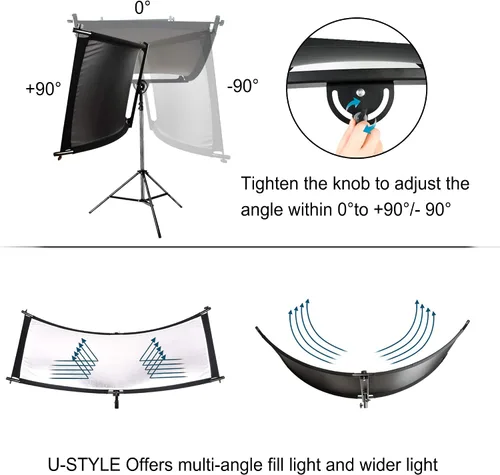 Vista 3 de FUDESY Clamshell Reflector/difusor de luz, reflector curvado de iluminación de fotografía de 67 x 24 pulgadas para fotografía de estudio fotográfico