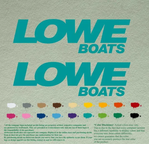 Vista 18 de Par de calcomanías de vinilo de repuesto compatibles con Lowe Boats, motor fuera de borda, juego de 2 (12 pulgadas, negro 070)