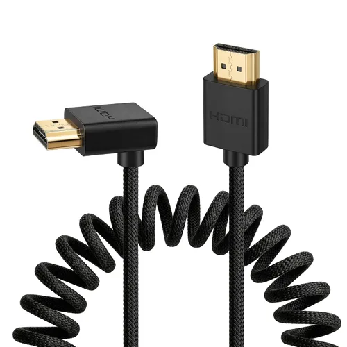 Vista 34 de 8K HDMI a abajo HDMI de alta velocidad negro en espiral trenzado cable para Sony A7S3 FX3 FX9 Canon C70 Z CAM E2 cámara Atomos Ninja V Shinobi Cable