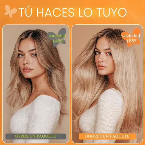 Vista 6 de Doores - Extensiones de cabello con clip estilo ombre (color degradado), extensiones de cabello natural, lacio y grueso