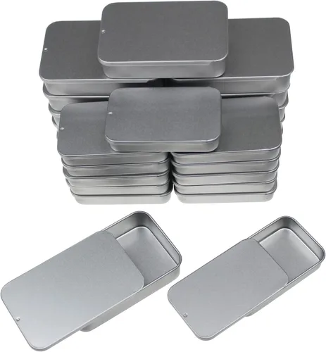 Vista 8 de Goodma 24-Pack contenedores de metal con tapa deslizante rectangular para dulces, joyas, manualidades, píldoras, bálsamo labial, kit