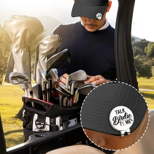 Vista 5 de Hafhue Marcador de pelota de golf Talk Birdie to Me con clip magnético para sombrero, accesorios de golf divertidos y regalos de golf para hombres
