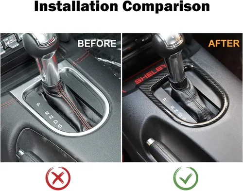 Vista 2 de RT-TCZ Cubierta del marco del panel de cambio de marchas, accesorios adhesivos compatibles con Ford Mustang 2015 2016 2017 2018 2019 2020 2021 2022