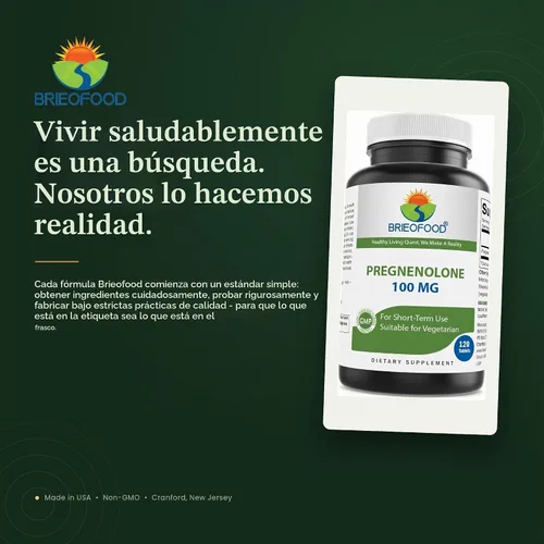Vista 7 de Brieofood Pregnenolone 100 mg 120 tabletas - Suplemento de equilibrio hormonal