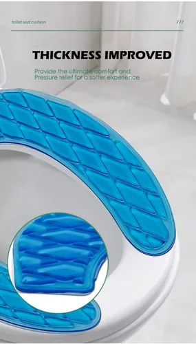 Vista 9 de tapa para asiento del retrete, portable y lavable, almohadilla de gel para retrete, universal, con diseño autoadhesivo (color azul)