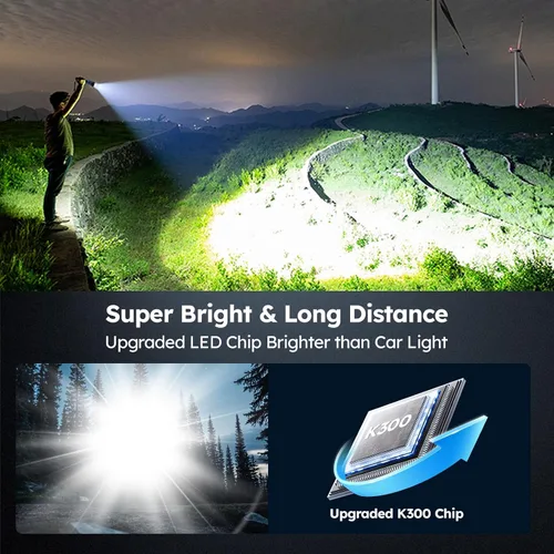 Vista 2 de THY TRY Linterna LED Recargable Paquete de 2, 90000 Lúmenes Altos Super Brillantes Linternas de Mano, 5 Modos y Enfoque Ajustable, Linterna de Mano