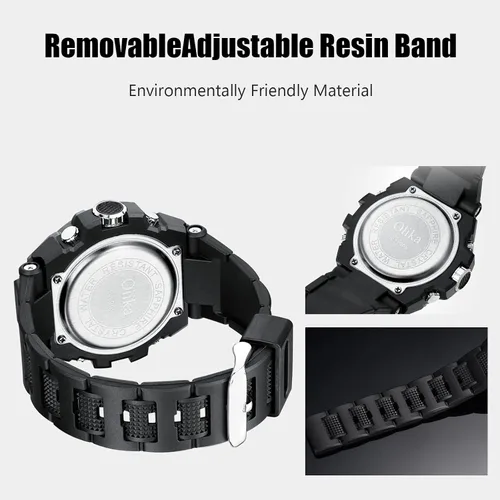 Vista 4 de RORIOS Reloj deportivo digital para hombre, multifunción, con temporizador de alarma, relojes militares, relojes de pulsera luminosos para niños