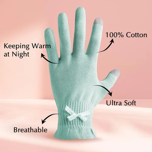 Vista 3 de Evridwear Guantes de algodón hidratantes con pantalla táctil para manos secas, para SPA, cuidado de manos con eccema, guantes hidratantes
