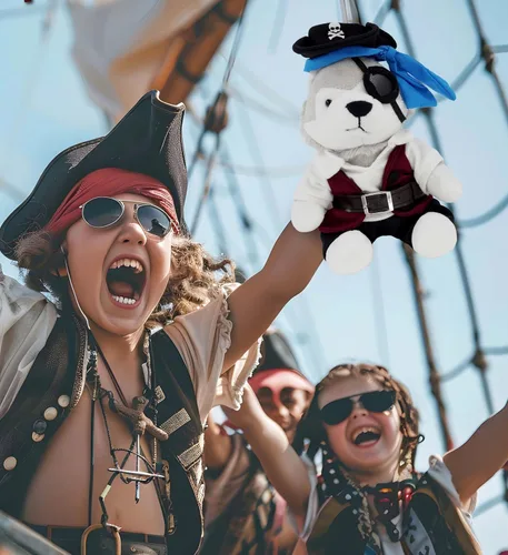 Vista 6 de DolliBu Disfraz de pirata para animales de peluche, pequeño para felpa de 5