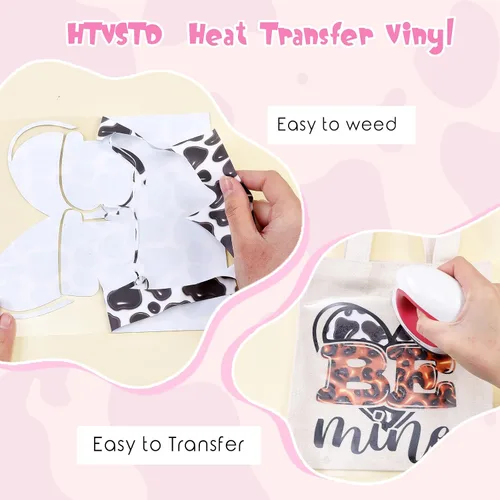 Vista 3 de HTVSTD Vinilo HTV con estampado inflado 3D, 12 hojas de 12 x 10 pulgadas, vinilo de transferencia de calor estampado de vaca, leopardo