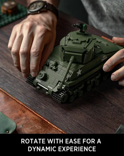 Vista 3 de Nifeliz Sherman - Juego de construcción de tanques militares para adultos, juguete coleccionable de modelo militar de la Segunda Guerra Mundial