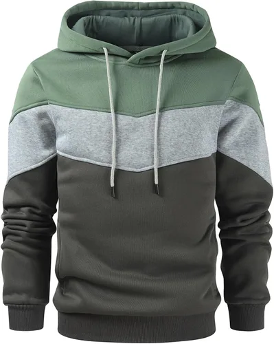 Vista 19 de Gesean - Sudadera con capucha para hombre, diseño de bloques de color, estilo suéter, manga larga, casual, con bolsillo