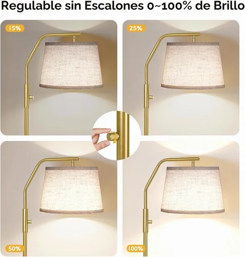 Vista 3 de SUNMORY Lámparas de pie para sala de estar, bombilla de 9W incluida, lámpara para dormitorio con cabezal ajustable, lámpara de pie con interruptor