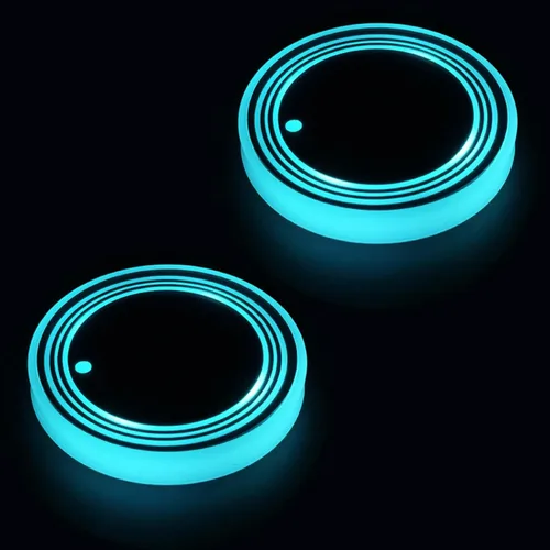 Vista 19 de Paquete de 2 posavasos con luz para automóvil, luces LED, sensor inteligente, recargable, 7 posavasos que cambian de color (A)