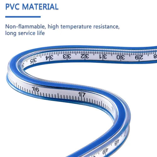 Vista 4 de Regla curva flexible de 2 piezas, 24 pulgadas, ideal para dibujar y coser, azul