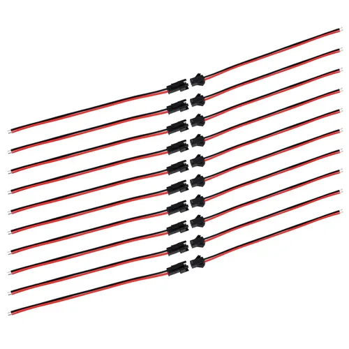Vista 5 de Adaptador de conector macho y hembra de 22 AWG de 2 pines con cable eléctrico de 5.315 in para luz LED, 20 pares