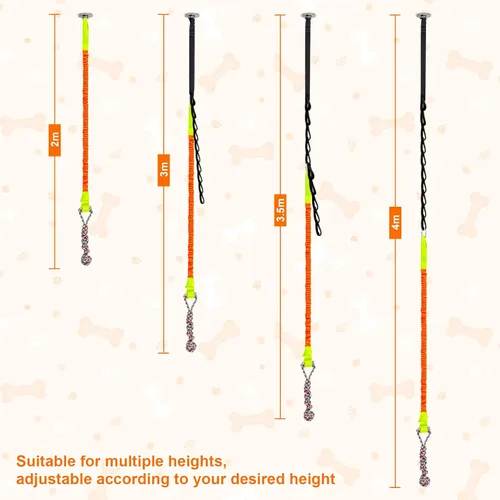 Vista 6 de Juguete elástico para exteriores, juguete colgante para perro, cuerda interactiva de juego de ejercicio y correa con juguete de cuerda masticable