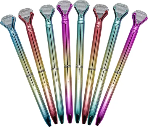 Vista 7 de Maydahui 12 bolígrafos de metal con diamantes grandes retráctiles, brillantes, para bodas, despedidas de soltera, fiestas