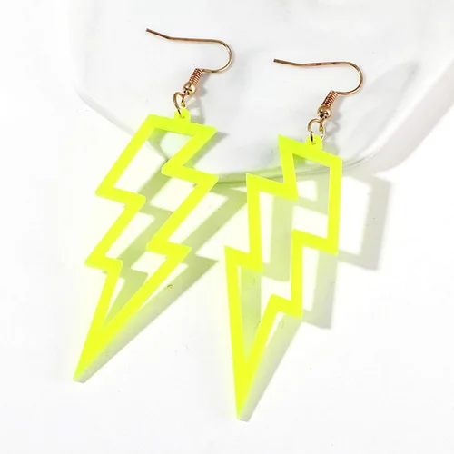 Vista 8 de 3 pares de aretes colgantes de neón fluorescentes retro de los años 80 para disfraz de neón para mujer