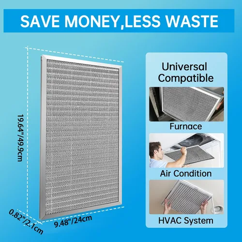 Vista 3 de UBeesize - Filtro de aire electrostático permanente de 10 x 20 x 1 pulgadas para aire acondicionado, calefacción y HVAC, reutilizable y lavable
