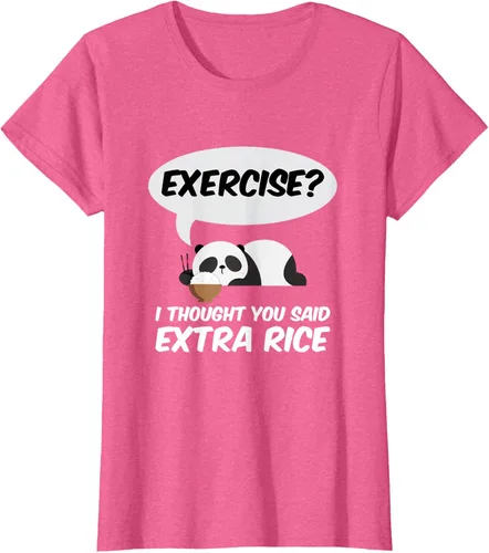Vista 95 de ¿Ejercicio? I Thought You Said Extra Rice Panda Gift T-Shirt, Negro, S