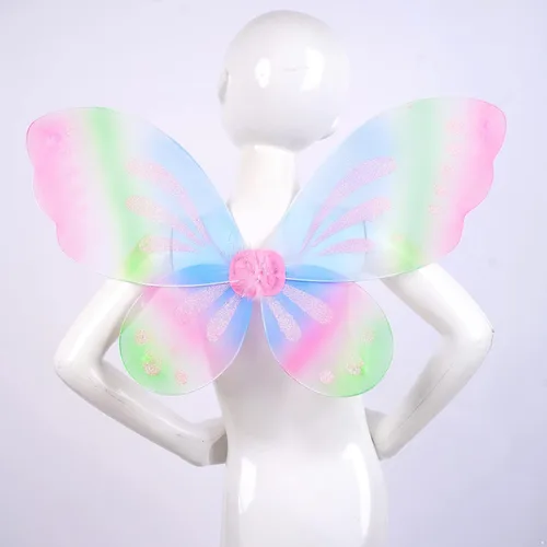 Vista 3 de dPois Disfraces y disfraces de alas de hada de mariposa para niñas