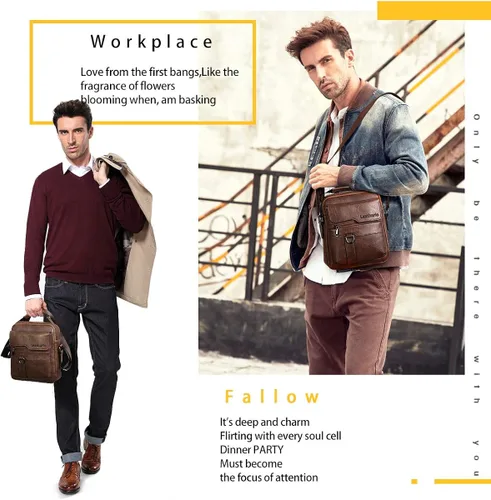 Vista 6 de Leathario Bolso cruzado de cuero para hombre bolso pequeño de mensajero para hombre bolso de hombro para hombre mochila de viaje paquete de trabajo