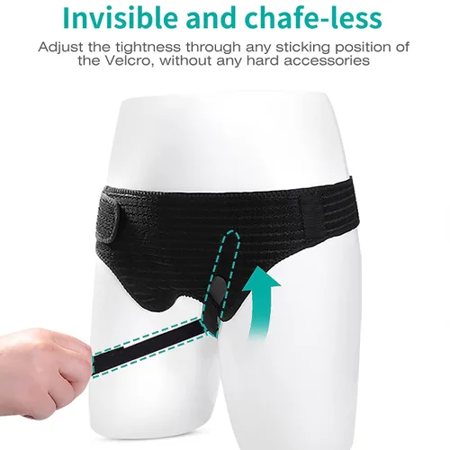 Vista 8 de lefeke Cinturones de hernia para hombres, inguinal, soporte de hernia para aliviar el dolor de ingle, armadura de hernia para bilateral, protector