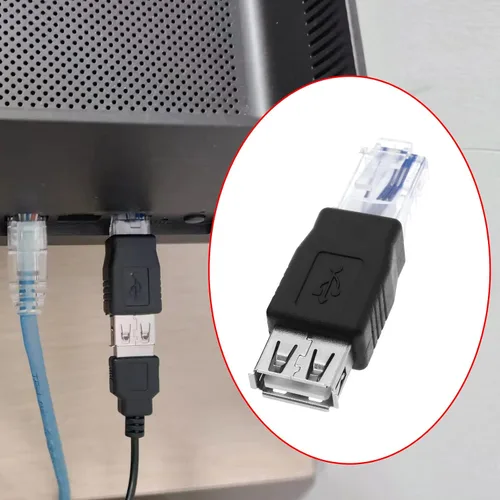 Vista 3 de Paquete de 4 adaptadores Ethernet a USB - USB 2.0 hembra a conector Ethernet RJ45 - Negro